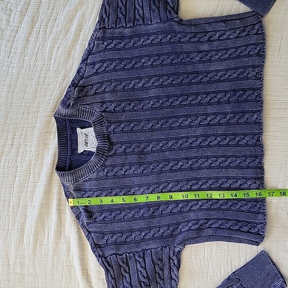 Aerie Blue Womens Y2K Cable Knit Dark Blue Cropped Sweater Size M - Picture 4 of 10